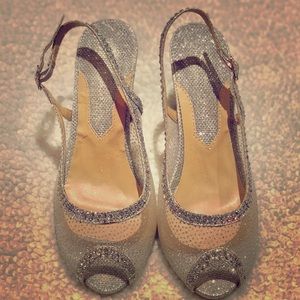 3inch Glittery Silver Strap Heels 👠